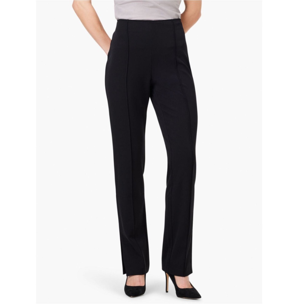 NIC+ZOE Seamed Side-Zip Pants Women 0 Black Onyx S241826 Slit Hem Trousers